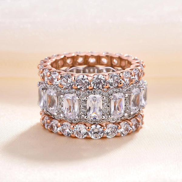 3PCS Golden Tone Cushion Cut Plain Band Bridal Set main image 0