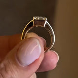 Wide Band Emerald Cut Engagement Ring with Baguette Side Stones