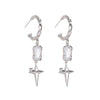 Exquisite Cube Gemstone with A Shining Star Drop Earrings