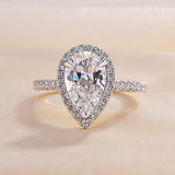 3-Pieces Halo Pear Cut Wedding Bridal Ring Set In Sterling Silver
