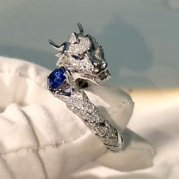 Gorgeous Adjustable Sterling Silver Dragon Ring