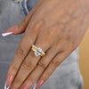 Luxurious 3PC Golden Tone Oval Cut  Sterling Silver Wedding Bridal Set