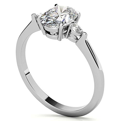 Oval Cut and Pear 3-Stone Sterling Silver Engagement Ring