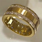 Princess Cut Gender Neutral Silver And Golden Tone Wedding Band
