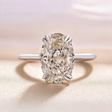 Luxurious Oval Cut Double Prong Solitaire Sterling Silver Engagement Ring