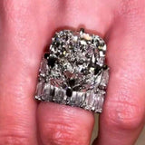 Handmade Cushion Cut Eternity Sterling Silver Bridal Set