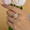 Luxurious 3PCS Golden Tone Oval Cut  Sterling Silver Wedding Bridal Set