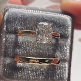 2 Pcs Classic Radiant Cut Sterling Silver Bridal Set
