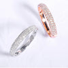 Exclusive 3 Rows Round Cut Half-Eternity Sterling Silver Wedding Band