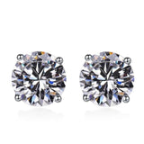 Classic Moissanite Stone 4 Prong Sterling Silver Stud Earrings
