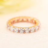 Classic Eternity Sterling Silver Wedding Band In Rose Golden Tone