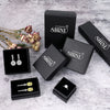 Exquisite Rose Golden Tone Coffin Cut Black Gemstone Wedding Bridal Set