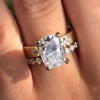 Sparkling 2PCS Cushion Cut Sterling Silver Bridal Set With Clover Design Band