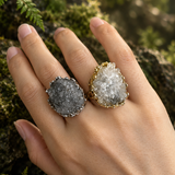 Vintage Natural Raw Druzy Crystal Statement Ring