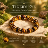 Men’s Natural Tiger’s Eye Bracelet – 10mm Golden Brown Gemstone Beads