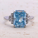 4.0CT. Radiant Cut Sterling Silver Engagement Ring (Multi Color Available)