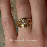 Oval Cut Bypass Ring in 925 Sterling Silver with Gold-Tone Finish