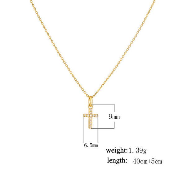 Paved Cross Design Sterling Silver Necklace