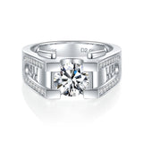 1.0ct &2.0ct Moissanite Engagement Men's Ring in Sterling Silver
