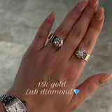 Wide Band Classic Solitaire Round Cut Engagement Ring