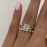 Radiant Cut Sterling Silver Ring Set with Round & Marquise Design