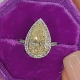 3.0ct Halo Yellow Pear Cut Sterling Silver Engagement Ring