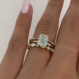 Radiant Cut Sterling Silver Ring Set with Round & Marquise Design