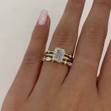 Radiant Cut Sterling Silver Ring Set with Round & Marquise Design
