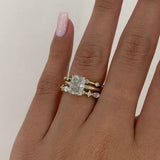 Radiant Cut Sterling Silver Ring Set with Round & Marquise Design