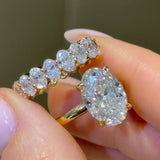 2Pcs Oval Cut Bridal Ring Sets in 925 Sterling Silver
