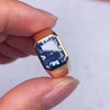 Men 5.0CT Golden Radiant Cut Blue Sapphire Engagement Ring