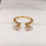 2 Pcs Elegant Oval Cut Golden Tone Bridal Set