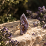 Raw Amethyst Druzy Ring – Natural Crystal Statement Jewelry