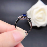 Blue Oval Cut Sterling Silver Ring