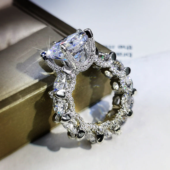 Fashion Round Cut Engagement Ring With Eternity Band