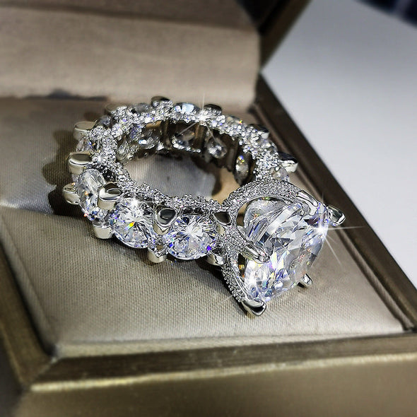 Fashion Round Cut Engagement Ring With Eternity Band