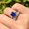 2 Pcs Blue Emerald Cut Bridal Set In Sterling Silver