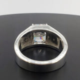 Handmade 3.5ct Radiant Cut White Sapphire Classic Sterling Silver Men's Ring