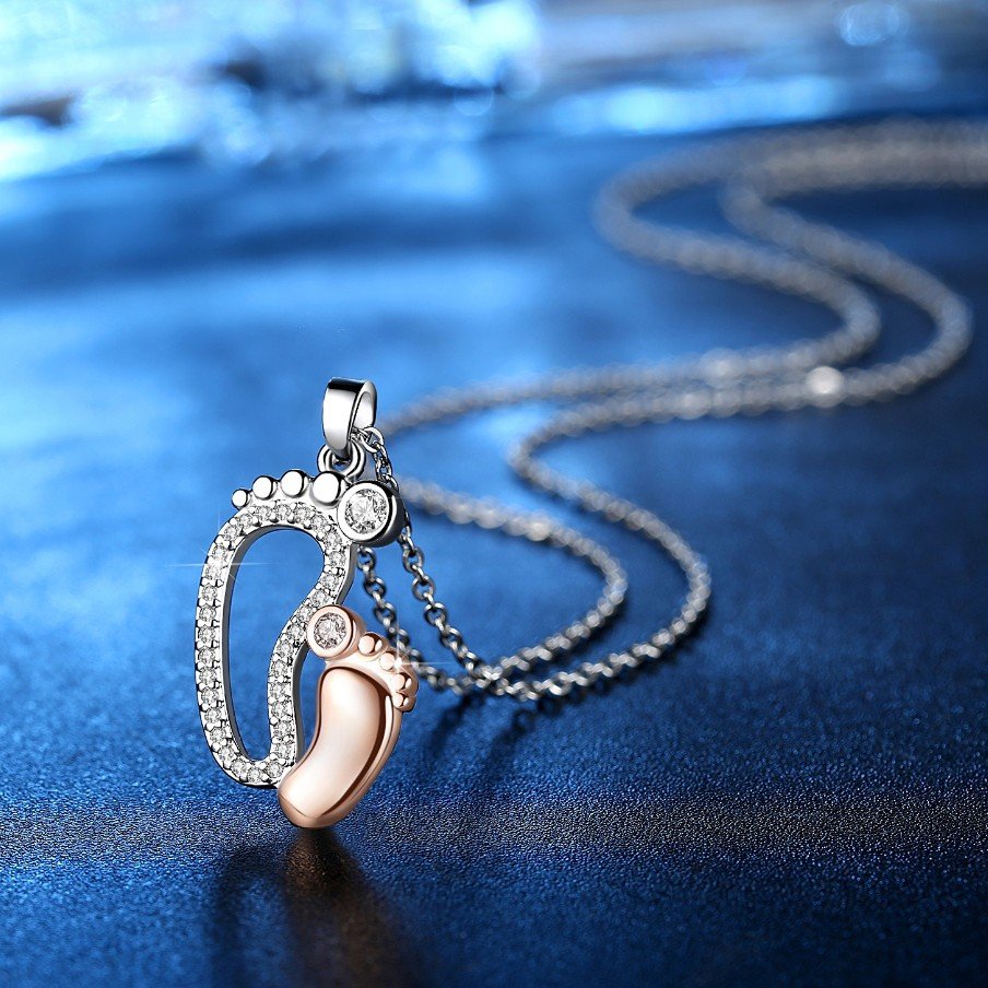 Cute Feets Sterling Silver Necklace For 'Mother's Day'