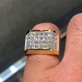 5ct Princess Cut White Sapphire Yellow Gold Handmade Men's Ring