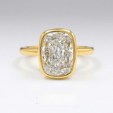 Elongated Cushion Cut Bezel Engagement Ring in Sterling Silver