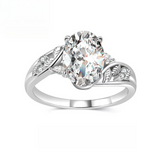 Vintage Moissanite Floral Engraved Engagement Ring in Sterling Silver