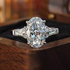 Stunning Three Stone Oval Cut Sterling Silver Ring
