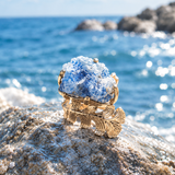 Natural Raw Blue Vein Energy One-of-a-Kind Ring