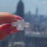 Stunning Radiant Cut Sterling Silver Engagement Ring For Her