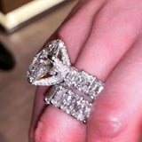 Handmade Cushion Cut Eternity Sterling Silver Bridal Set