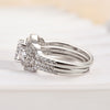 Exquisite Halo Round Cut Three Stone Sterling Silver Bridal Set