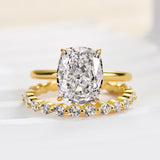 Crushed Ice Cushion Cut Sterling Silver Bridal Set