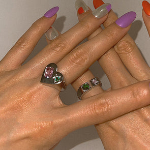 Retro Heart Design Adjustable Open Rings