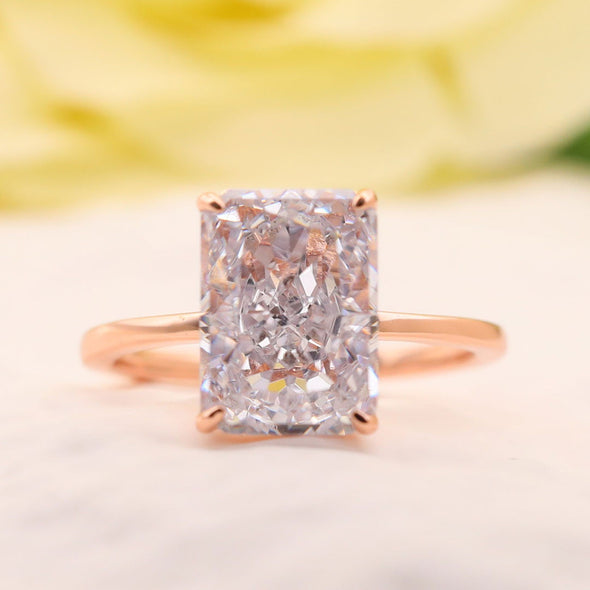 Stunning Radiant Cut Sterling Silver Bridal Set In Rose Golden Tone